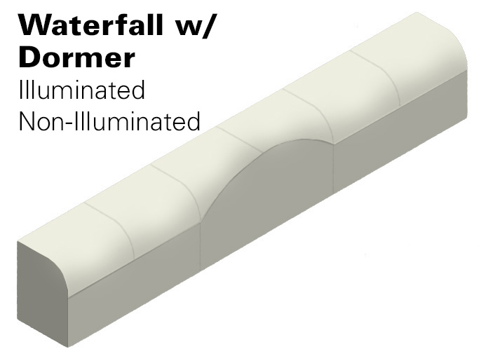 Waterfall Awning With Dormer Illuminated or Non-Illuminated